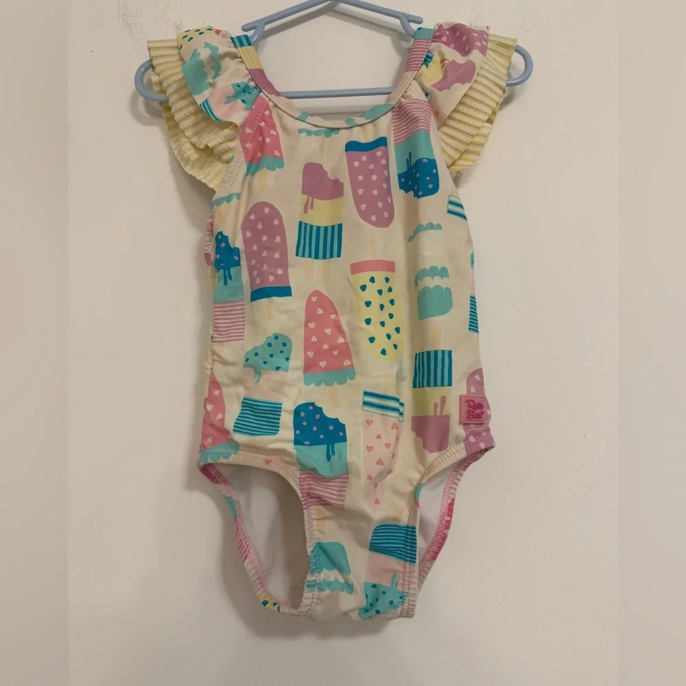 Ruffle Butts Ice Cream Print Bathing Suit- Pink, Blue, Yellow